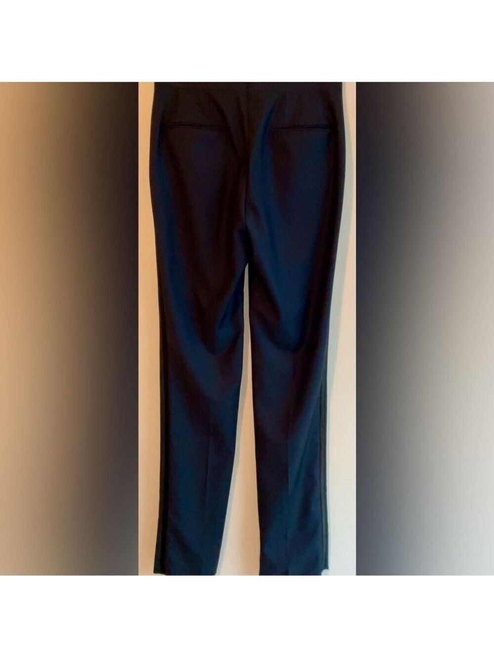 Knot Standard navy tuxedo unhemmed pants with black satin trim -waist 29/30 est.